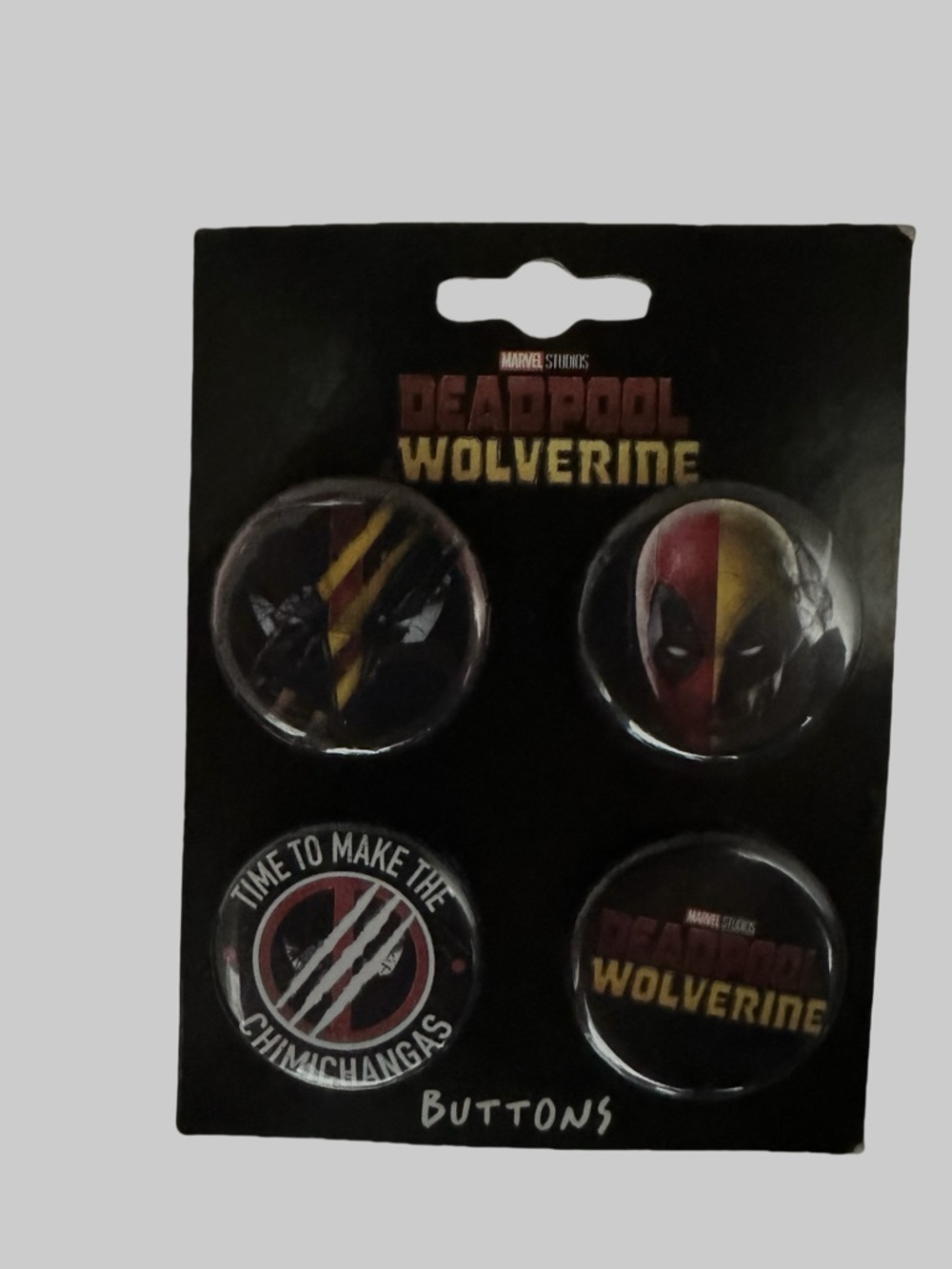Marvel Deadpool Wolverine Black Collectible Button Set